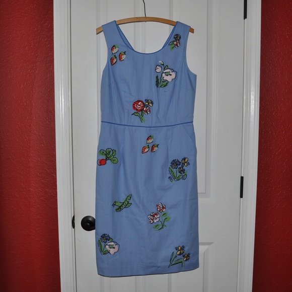 New BODEN Blue Embroidered Fruity Fun Dress [D7] - Picture 3 of 8